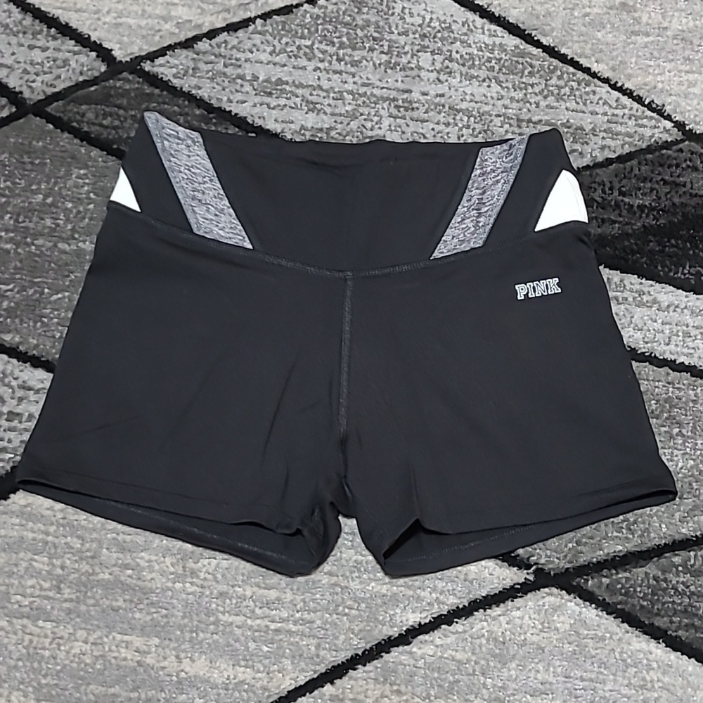 VS PINK 2015 ULTIMATE YOGA HIGH-WAISTED REFLECTIVE TRIM LOGO SHORTS